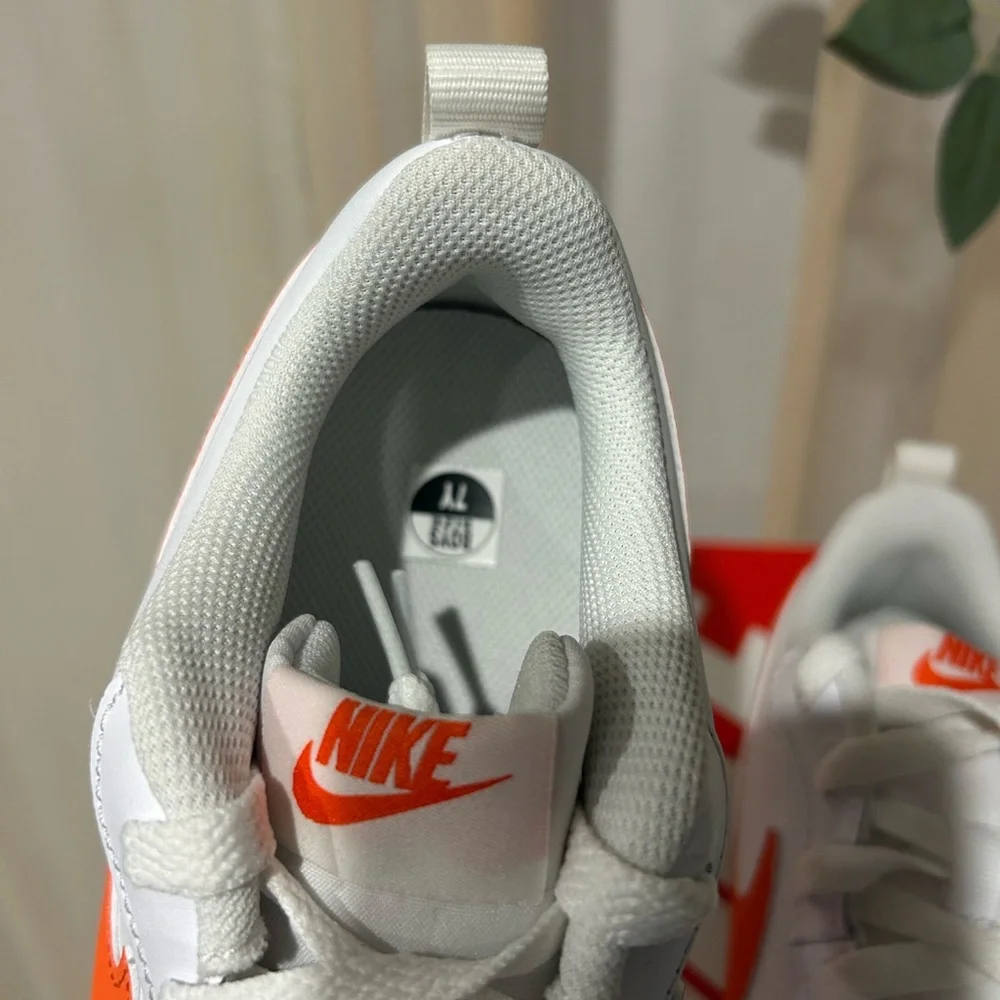 Nike Court Borough Low 2 GS White Orange Sneakers Youth 7Y New